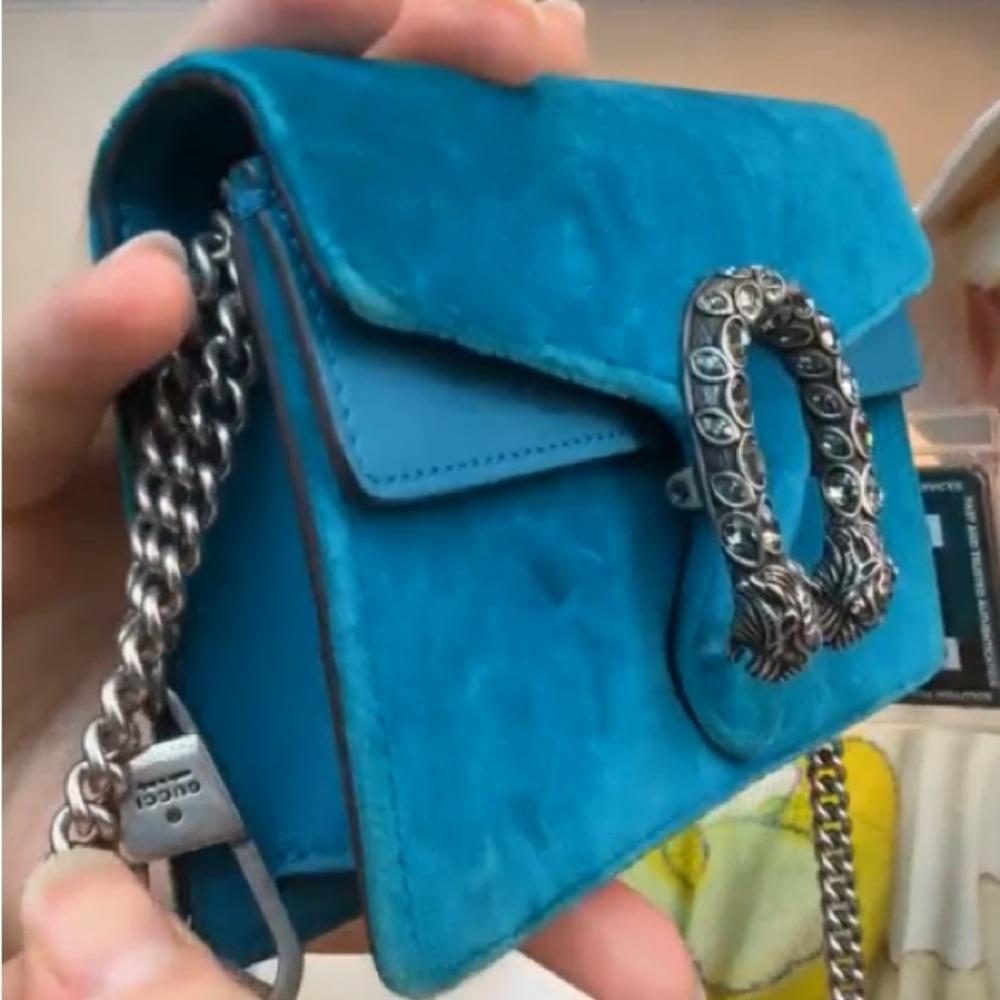 Gucci Teal Velvet Chain Bag - Picture 10 of 14